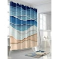 thumbnail image 3 of Light Blue Ripple Shower Curtain, Light Blue Gradient Abstract Line Waterproof Shower Curtain Set with 12 Hooks Lightweight Washable Fabric Shower Curtains for Bathroom 72x78 Inches, 3 of 6