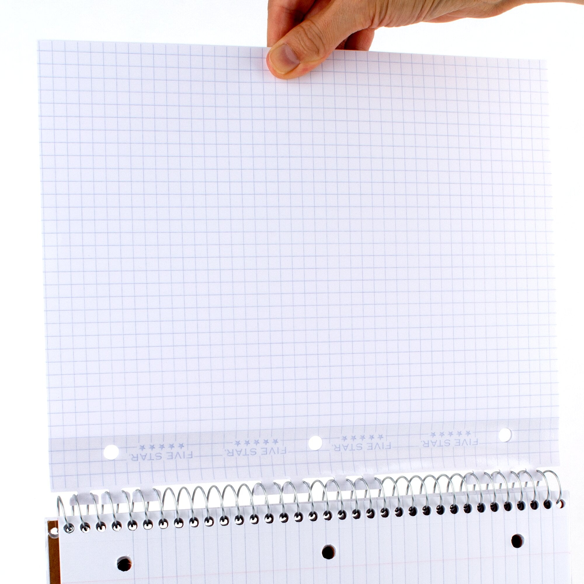 Five Star Reinforced Insertable Notebook Paper, Graph Ruled, 8.5" x 11", 75 Sheets