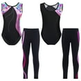 thumbnail image 6 of iiniim Kid Girls Athletic Unitard 2PCS Dance Wear Ballet Gymnastic Leotard Outfit Activewear Set with Leggings, 6 of 7