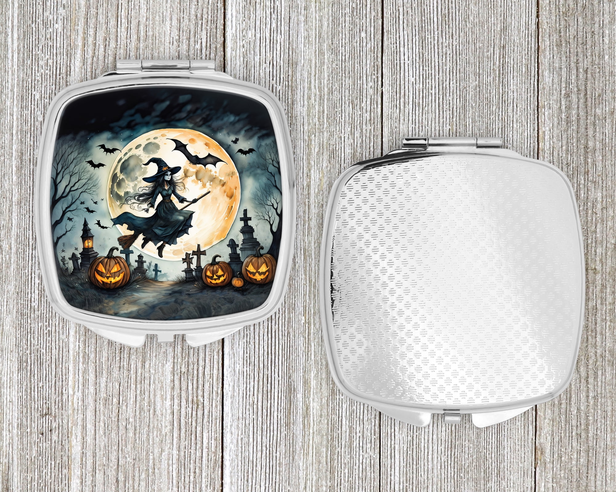 Flying Witch Spooky Halloween Compact Mirror 2.75 in x 3 in