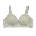 thumbnail image 2 of Gymayou Women Cotton Wireless Bra Breathable Print Wide Strap Bralette V Neck Comfort Full Coverage Everyday Bra Beige L, 2 of 9