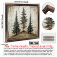 thumbnail image 3 of Rustic Pine Tree Wall Art - 8x8 Inch Wooden Framed Two Pine Trees Nature Scene with Muted Green Brown Tones - Farmhouse Minimalist Home Decor for Living Room, Bedroom, Bathroom - Housewarming, 3 of 9