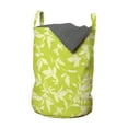 thumbnail image 1 of Leaves Laundry Bag, Vibrant Illustration of Summer Leaves Scattered on Vivid Tone Backdrop, Basket with Handles Drawstring Closure for Laundromats, 13" x 19", Apple Green Pale Yellow, by Ambesonne, 1 of 4
