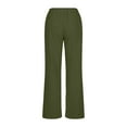 thumbnail image 5 of Lovskoo Womens Cotton Linen Pants Summer Drawstring Palazzo Pants Wide Leg Long Lounge Pant Trousers with Pocket Green S, 5 of 7