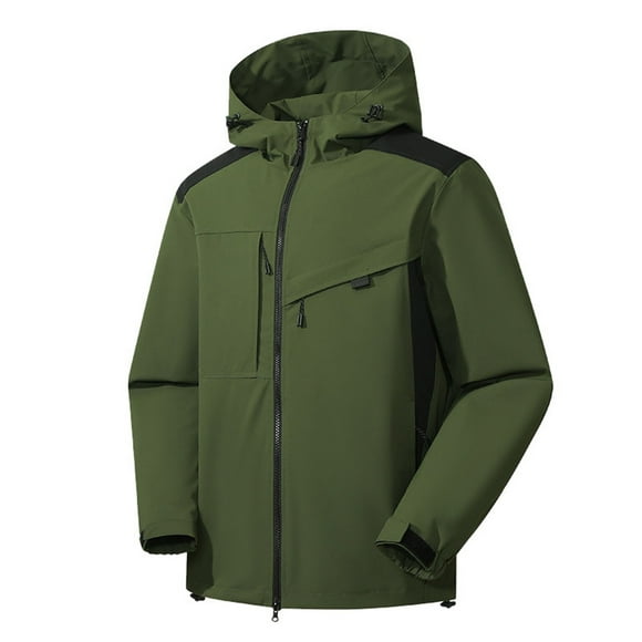 EHQJNJ Men's Jackets Casual Men's Lightweight Hooded Rain Jacket Outdoor Raincoat Jacket for Hiking Travel Dress Jackets for Men Fashion Casual Insulated Jacket Mens