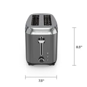 BLACK+DECKER 2‑Slice Toaster with Rapid Toast Technology, Black Stainless Steel, Extra‑Wide Self‑Centering Slots, 7 Settings, Pull‑Out Crumb Tray