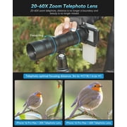 Apexel 20-60X Zoom Telephoto Lens with Tripod, Compatible with iPhone, Samsung, Android Phones