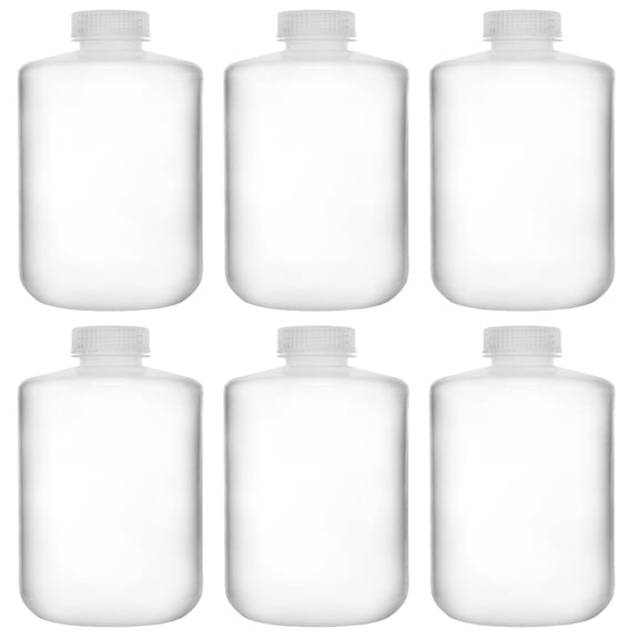 6PK Reagent Bottles, 500ml - Narrow Mouth with Screw Cap - Polypropylene - Translucent - Eisco Labs