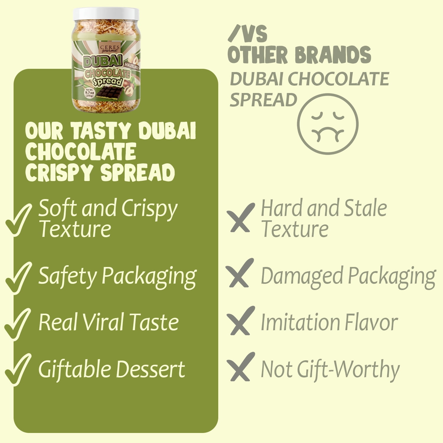 Ceres Gourmet Chocolate Spread, Pistachio Cream, Crispy Kataifi Phyllo, Chunky Roasted Hazelnuts, Belgian Chocolate, 1 Pack, 9.7 Oz