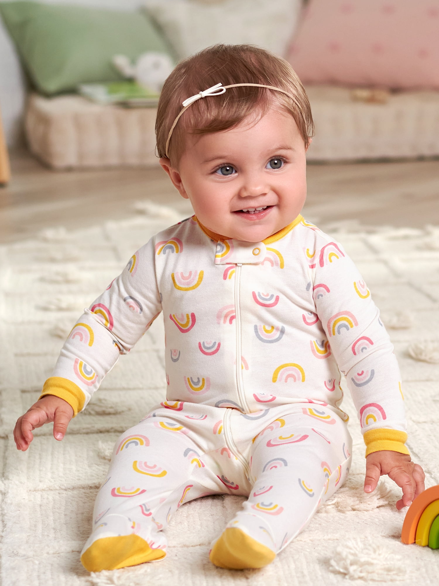Gerber Baby Girl Sleep 'n Play Footed Pajamas, 4-Pack
