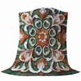 thumbnail image 6 of Burnt Orange Green Flower Blanket Soft Cozy Warm Throw Blanket for Couch, Plush Fuzzy Flannel Fleece Blankets for Sofa, Boho Ethnic Vintage Bed Blankets Lightweight Gifts for Women, 30"x40", 6 of 9