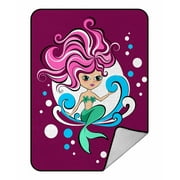PKQWTM Beautiful little mermaid Blanket Crystal Velvet Throw Bed Blanket 58x80 inches