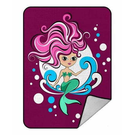 PKQWTM Beautiful little mermaid Blanket Crystal Velvet Throw Bed Blanket 58x80 inches