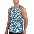 thumbnail image 2 of KLL Ocean Waves Print Men's Muscle Gym Workout Stringer Tank Tops Bodybuilding Fitness T-Shirts Tank Tops Men-Medium, 2 of 7