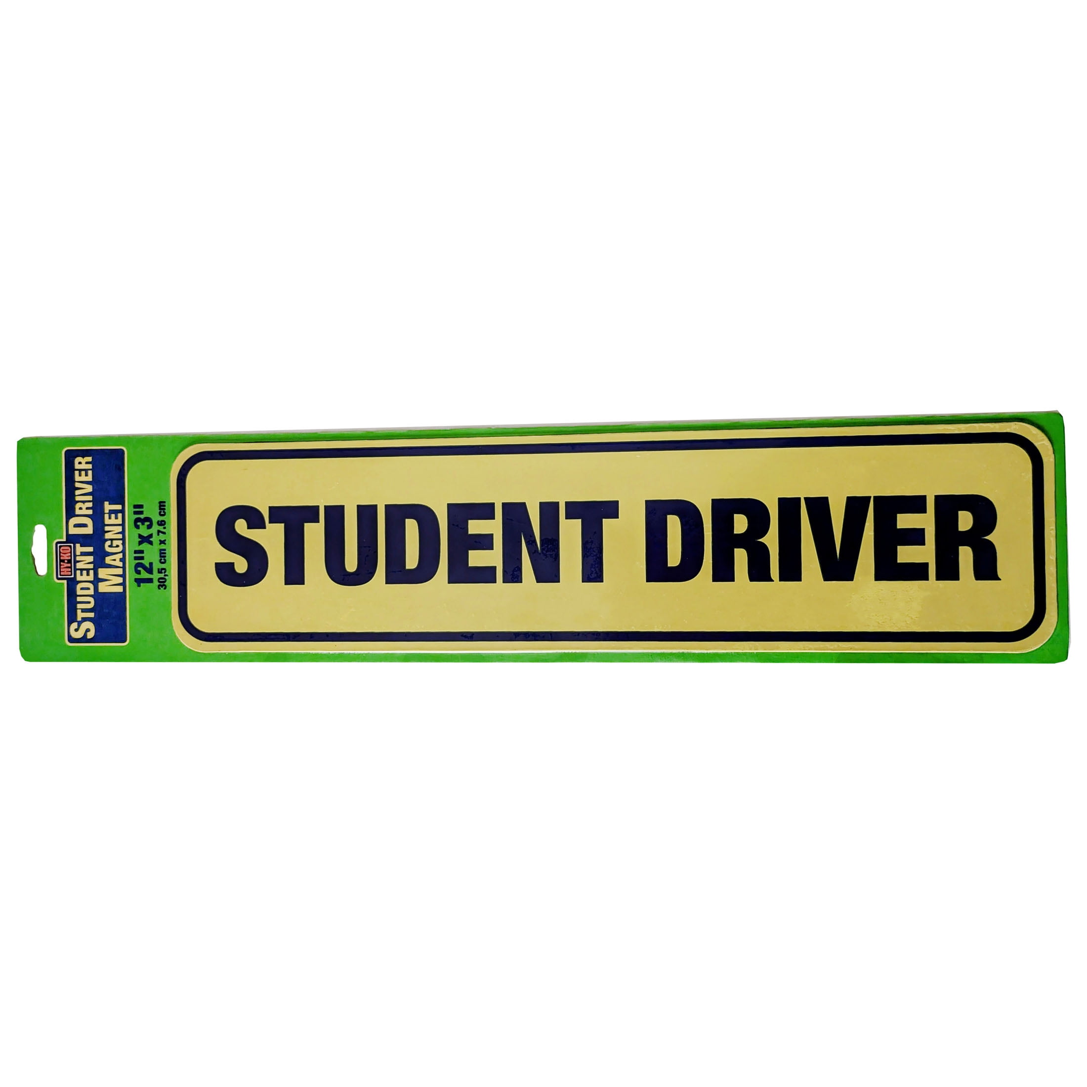 HY-KO Student Driver Vehicle Magnet, 3” x 12” Size, Affixes to All Metal Cars, Removable