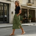 thumbnail image 7 of Skirts for Women Midi Length Casual Side Button Skirt High Waisted Long Flowy Skirt Summer Beach Skirts 2XL, 7 of 7