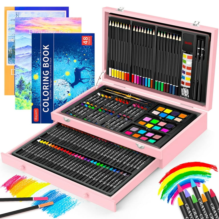 NEW 150-Pack Deluxe Wooden Art Supplies Set; Crafts, Drawing, Painting Kits,  1 Sketch Pad; for All Artists, Beginners, Teens/Kids; Pink Or Mint Green  for Sale in San Antonio, TX - OfferUp