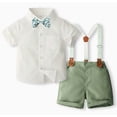thumbnail image 2 of mgoYE Baby Outfits Baby Boy Formal Short Set Toddler Summer Gentleman Outfit Kid Short Sleeve Bowtie Shirt Suspender Shorts Suit, 2 of 9