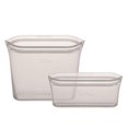 thumbnail image 2 of Juego de 2 bolsas de silicona gris con cierre de cremallera para almacenar alimentos, 2 of 6