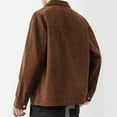 thumbnail image 7 of Miluxas Men's Corduroy Lapel Jacket Coat Solid Color Long Sleeve Loose Casual Outerwear Top Coffee, 7 of 7