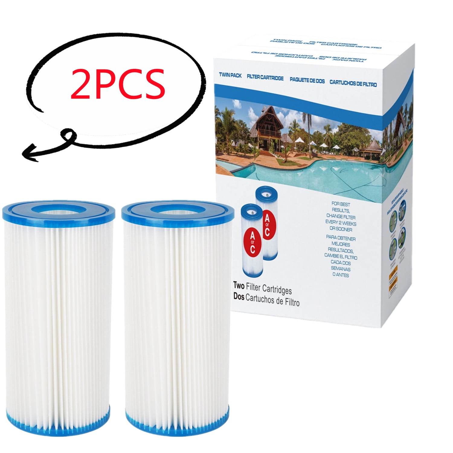NEW 2 Pack Summer Waves Polygroup Type A C Universal Replacement Pool Filters 