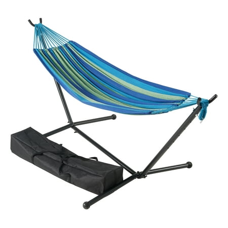 Mainstays Wapella Stripe Hammock and Stand in a