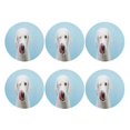 thumbnail image 2 of Disketp Puppy Licks Nose Funny Coasters,6 Pcs Leather Coasters With Holder, Perfect Housewarming Hostess Gifts,Protect Furniture From Water Marks Scratch And Damage, 2 of 9