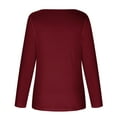 thumbnail image 4 of ATOYSOY Women's Solid Color Blouses Relaxed Trendy Elegant Tops Dressy Tunic Square Neck Shirts Fall Workout Comfy Casual Long Sleeve Pleated Pullovers Red S, 4 of 5