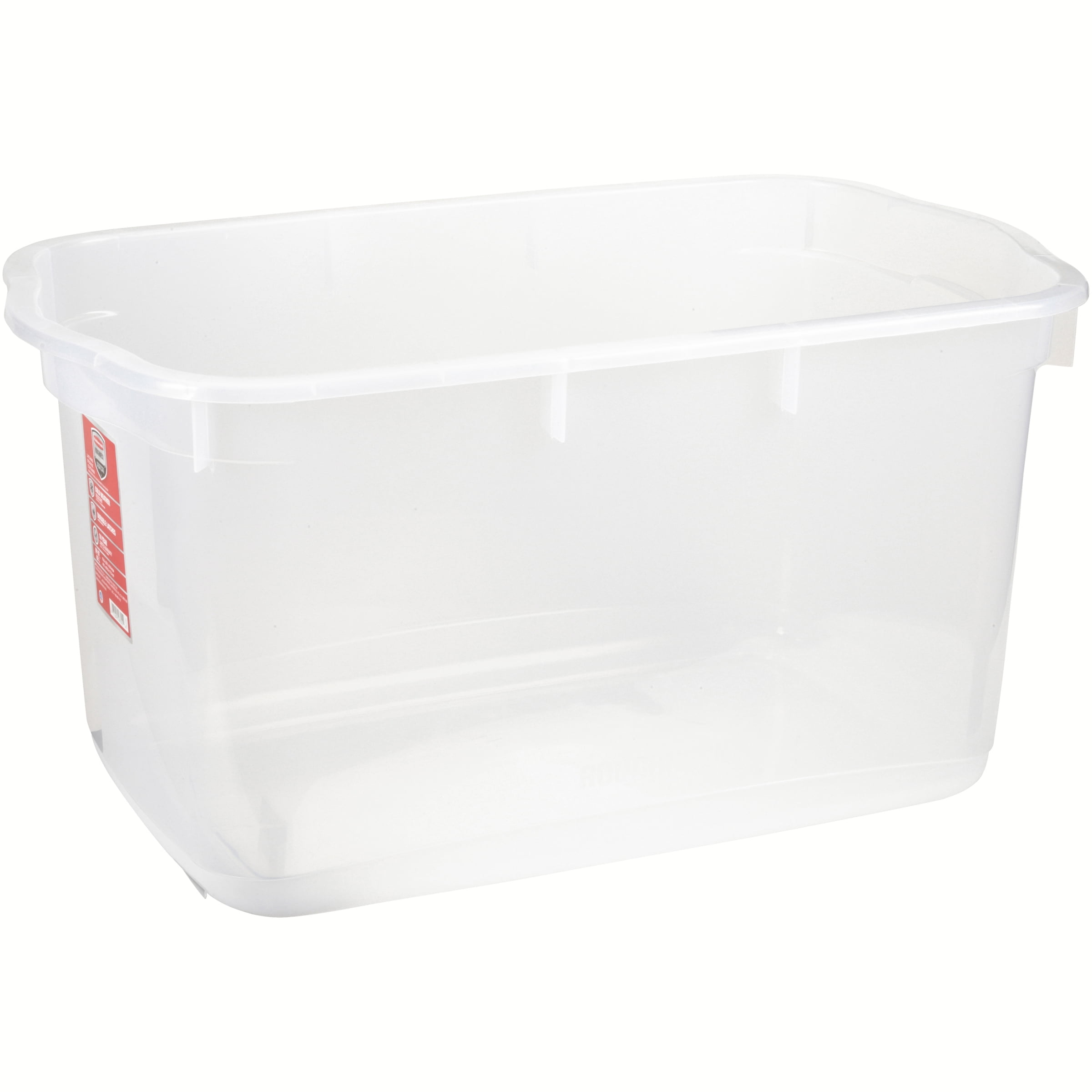 Rubbermaid Roughneck Clear 31 Qt/ 7.75 Gal Storage Containers, Pack of 6  with Snap-Fit Grey Lids, Visible Base, Sturdy and Stackable, Great for
