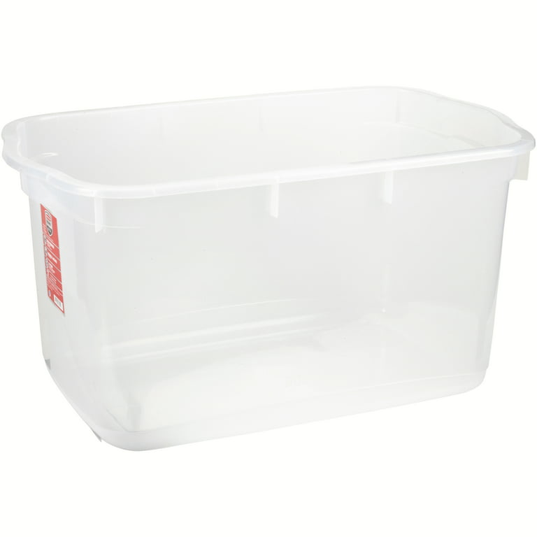 Rubbermaid Roughneck 66 Qt. (16.5 Gal) Clear Storage Tote Bin, Clear with  Blue Lid 