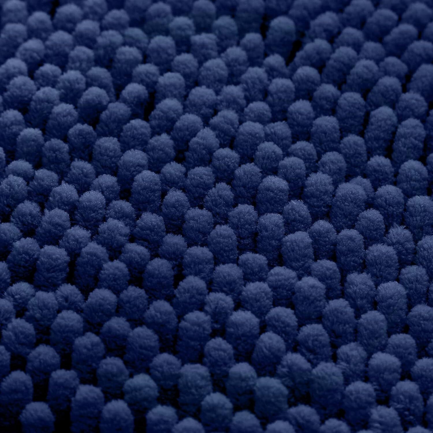Bathroom Rugs Sets 3 Piece Chenille Bath Rug Non-Slip Bath Mats with Soft Plush PVC Backing Water Absorbent Carpet 1'' Quick Dry Microfiber Toilet Mat, Navy Blue
