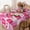 Pink Heart, variant on Pink Roses Tablecloth, Rosette Tablecover,Wrinkle Resistant and Washable Perfect for Kitchen,Dining Room,Outdoor,Picnic,Patio,Party,Rectangle 60x120 inch
