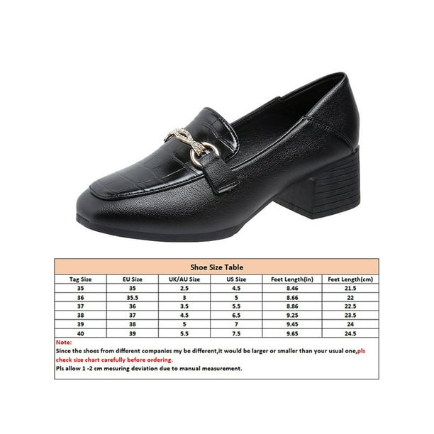 UKAP Women Pumps Square Toe Dress Shoes Comfort Loafers Outdoor Chunky  Loafer Vintage Work Shoe Black 6.5