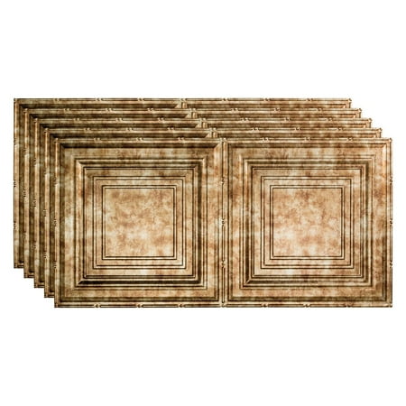FASÄDE Traditional Style/Pattern 3 Decorative Vinyl 2ft x 4ft Glue Up Ceiling Panel in Bermuda Bronze (5 Pack)