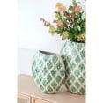thumbnail image 4 of A&B Home  Green and Tan Diamond Pattern Capiz Vase Small 13 inches, 4 of 6