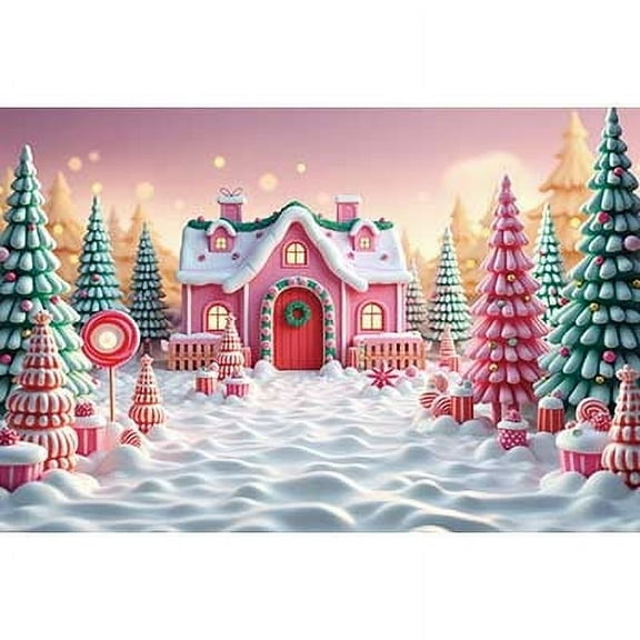 Snow Christmas Pink White Photography Background New Year Xmas Tree Photo Backdrop Baby Studio Photobooth Accessories