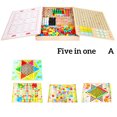 thumbnail image 2 of Juego de tablero de ajedrez para niños, juego de mesa multifunción de madera para niños, juguete educativo para niños y estudiantes, 5 en 1 Inevent FN000028-05B, 2 of 7