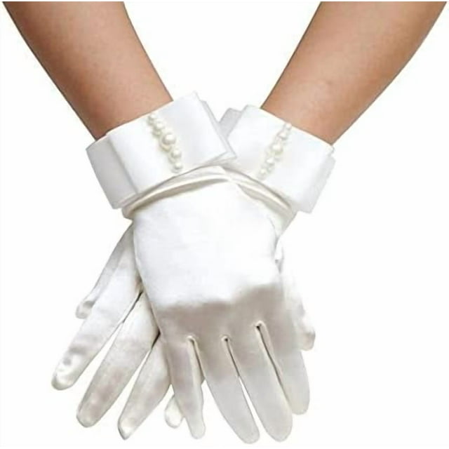 Gants de Mariée pour Femmes avec Perles pour Robe de Mariée de Fête Mitaines Longueur Poignet