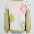 thumbnail image 4 of Tnhcen Women's Floral Knit Sweater Round Neck Acrylic Top Loose Fit Casual Pullover Soft Comfort Wear Floral Pattern Knitwear S-XL, 4 of 9