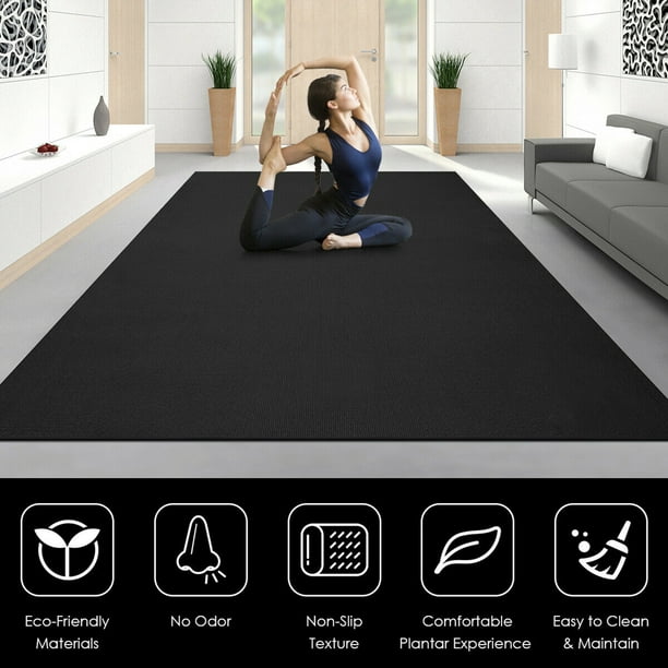 Gymax Large Yoga Mat 7' x 5' x 8 mm Thick Workout Mats for Home Gym  Flooring Black 