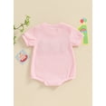 thumbnail image 4 of Bagilaanoe Newborn Baby Girl Boy Birthday Rompers Letter Embroidery Short Sleeve Bodysuits 6M 12M 18M Infant Summer Casual One Piece Short Jumpsuit, 4 of 7
