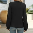 thumbnail image 4 of Blmnix Relaxed Plus Size Womens Tops Ribbed Black Smocked Cuffs Blouses for Women Casual Crew Neck Long Sleeve Cotton Tees, 4 of 5