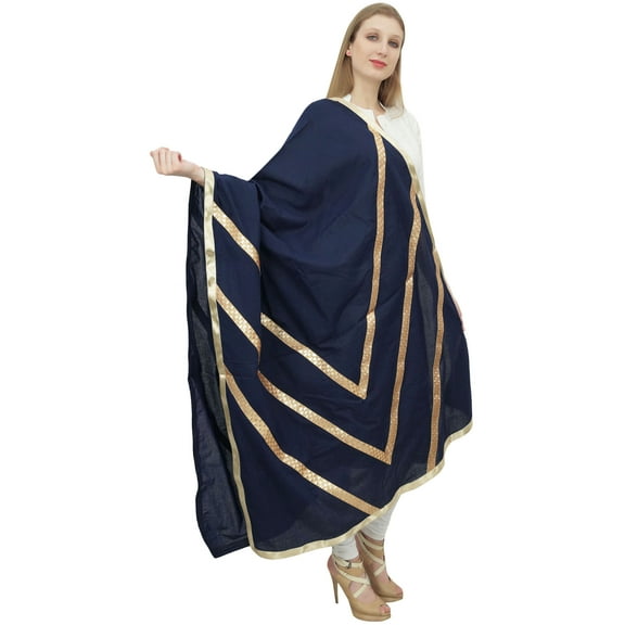 Phagun Indian Women's Designer Chunni Cotton Dupatta Ethnic Stole Scarves-Navy Blue