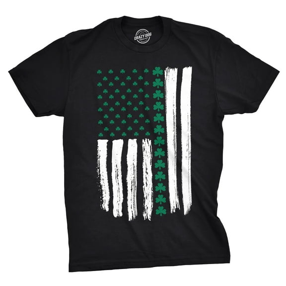 Mens Shamrock USA Flag T Shirt Cute Green American Tee for Guys Graphic Tees