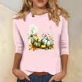 thumbnail image 3 of QIPOPIQ Hauts pour Femmes Manches 3/4 Col Rond Blouses Décontractées Amples en Solde, 3 of 5