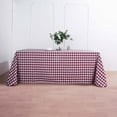 thumbnail image 3 of Efavormart Perfect Picnic Inspired Burgundy Checkered 90x132" Polyester Tablecloths For Party Event Decor, 3 of 11