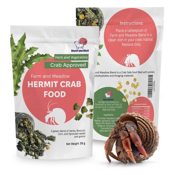 Farm & Meadow Hermit Crab Food – Corn, Broccoli & Leafy Greens with Sprouted Grains – 39g – Snout and Shell