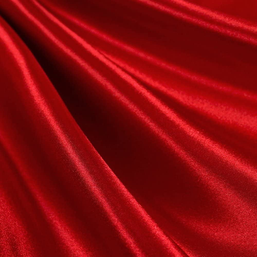 DECORATIVE SILK INC. CHARMEUSE SATIN POLYESTER SOLID FABRIC 60" WIDE BY THE YARD ( RED )