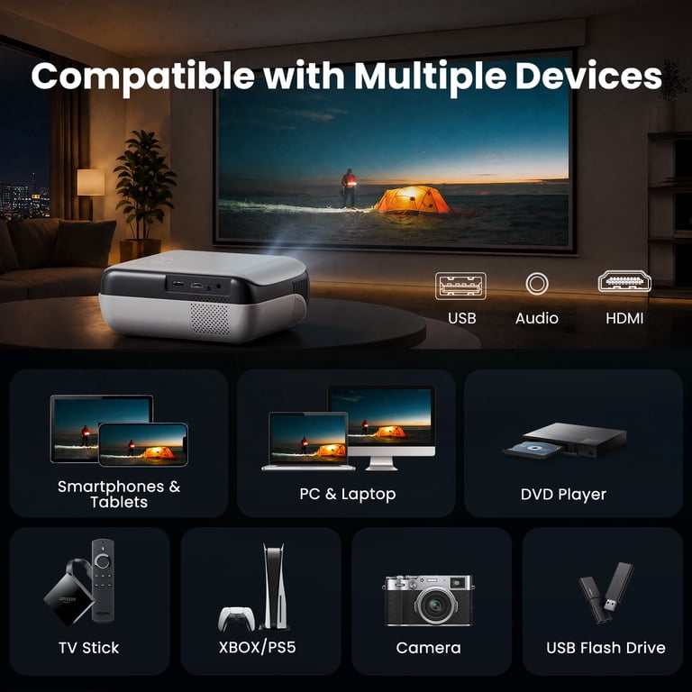 Free Shipping! HAPPRUN Smart Projector with Google TV 11.0 Dolby