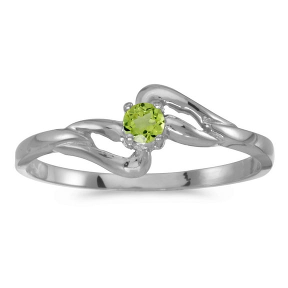 10k White Gold Round Peridot Ring